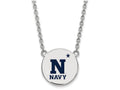 LogoArt Sterling Silver Navy Large Enamel Disc Necklace
