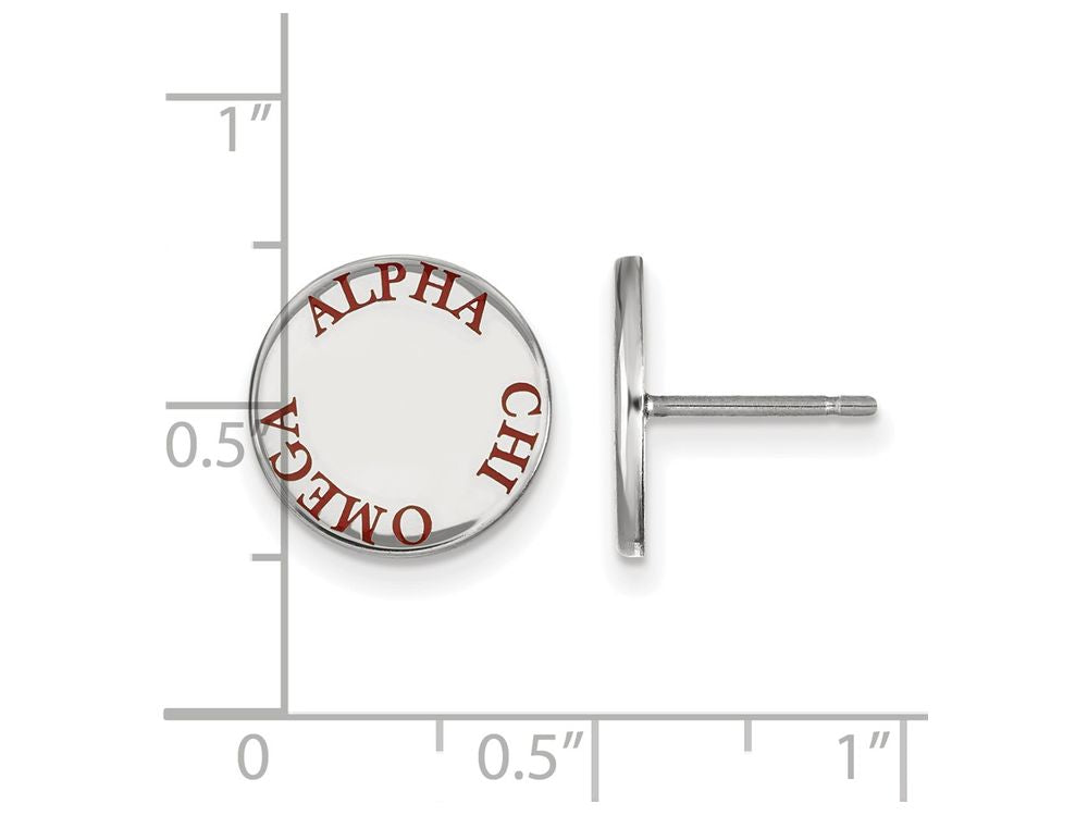 LogoArt Sterling Silver Alpha Chi Omega Enameled Post Earrings