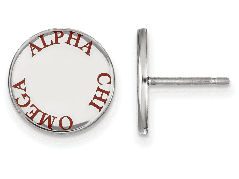 LogoArt Sterling Silver Alpha Chi Omega Enameled Post Earrings