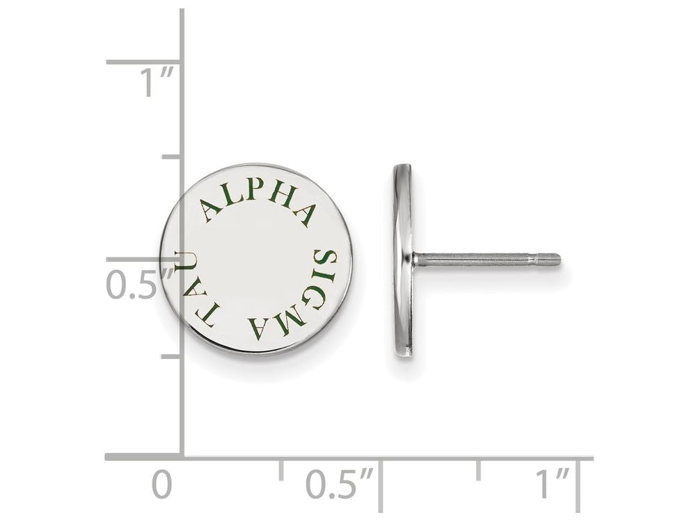 LogoArt Sterling Silver Alpha Sigma Tau Enameled Post Earrings