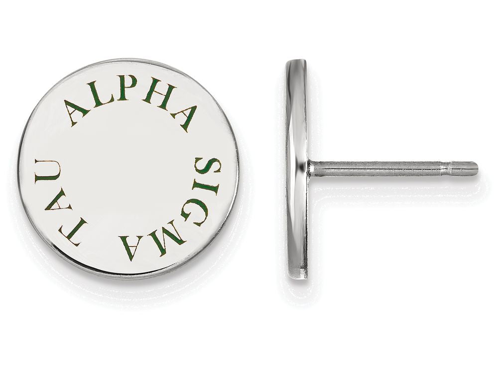 LogoArt Sterling Silver Alpha Sigma Tau Enameled Post Earrings