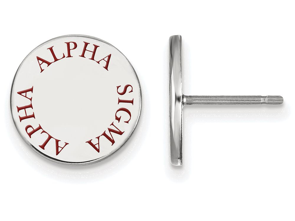 LogoArt Sterling Silver Alpha Sigma Alpha Enameled Post Earrings