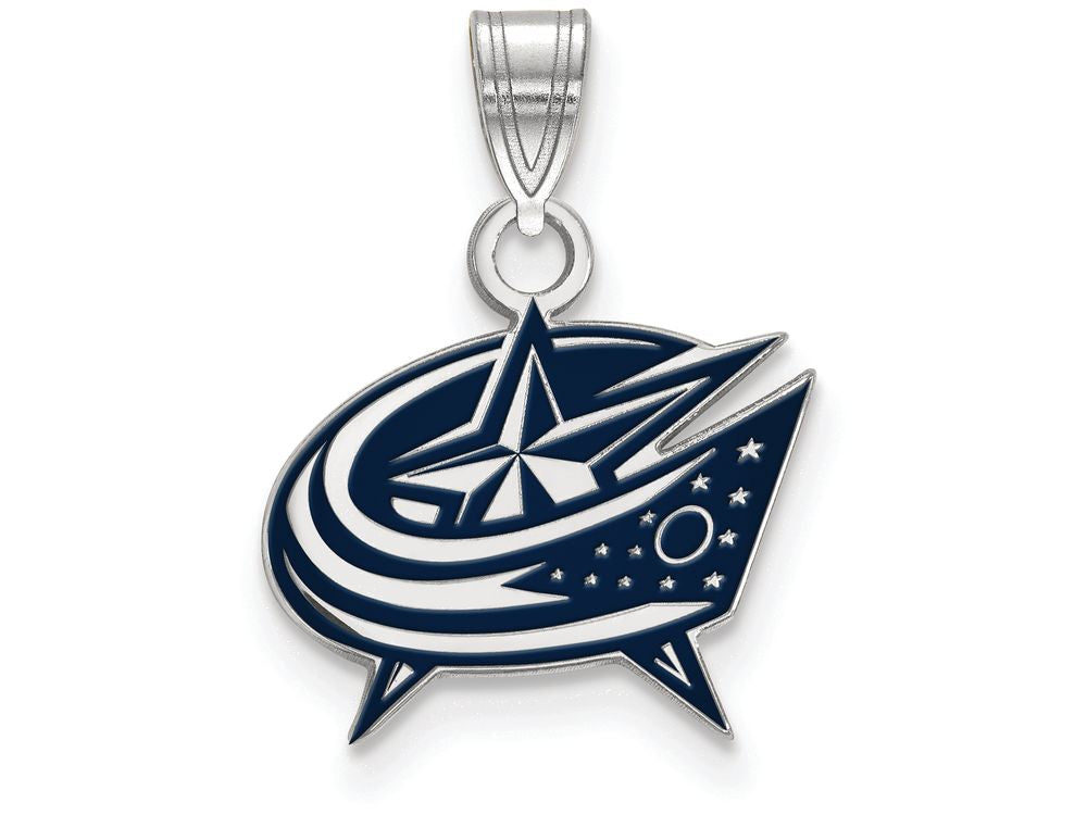 Logoart 925 Sterling Silver Columbus Blue Jackets Small Enamel Pendant