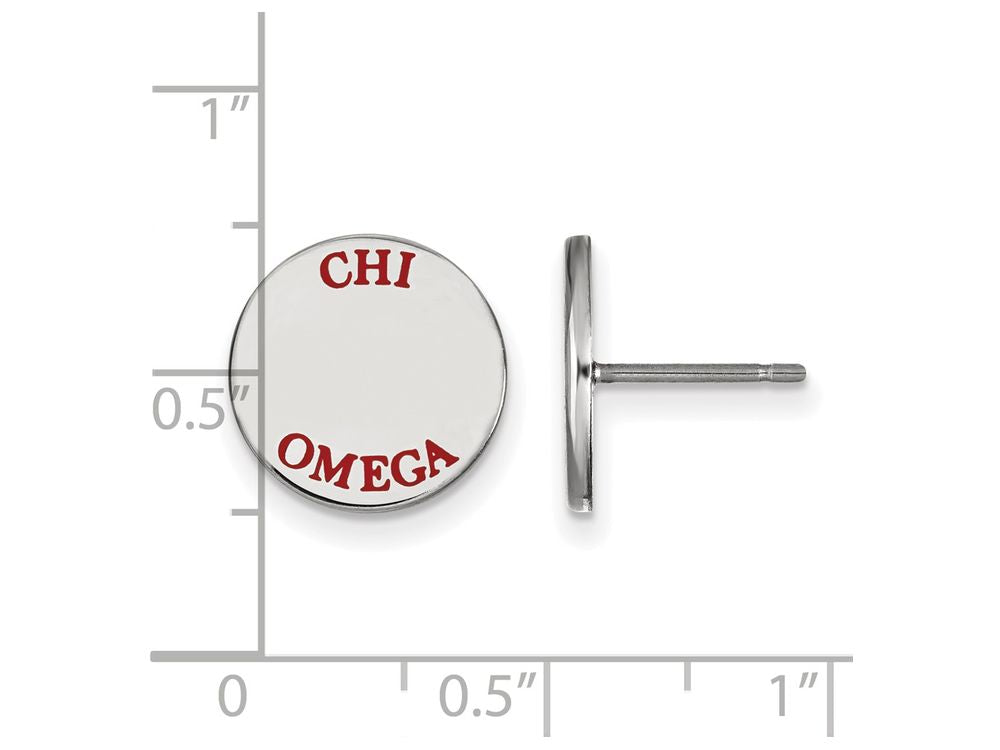 LogoArt Sterling Silver Chi Omega Enameled Post Earrings