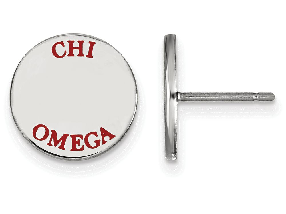LogoArt Sterling Silver Chi Omega Enameled Post Earrings