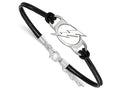 LogoArt Sterling Silver Tampa Bay Ligtning Leather Bracelet Small Center