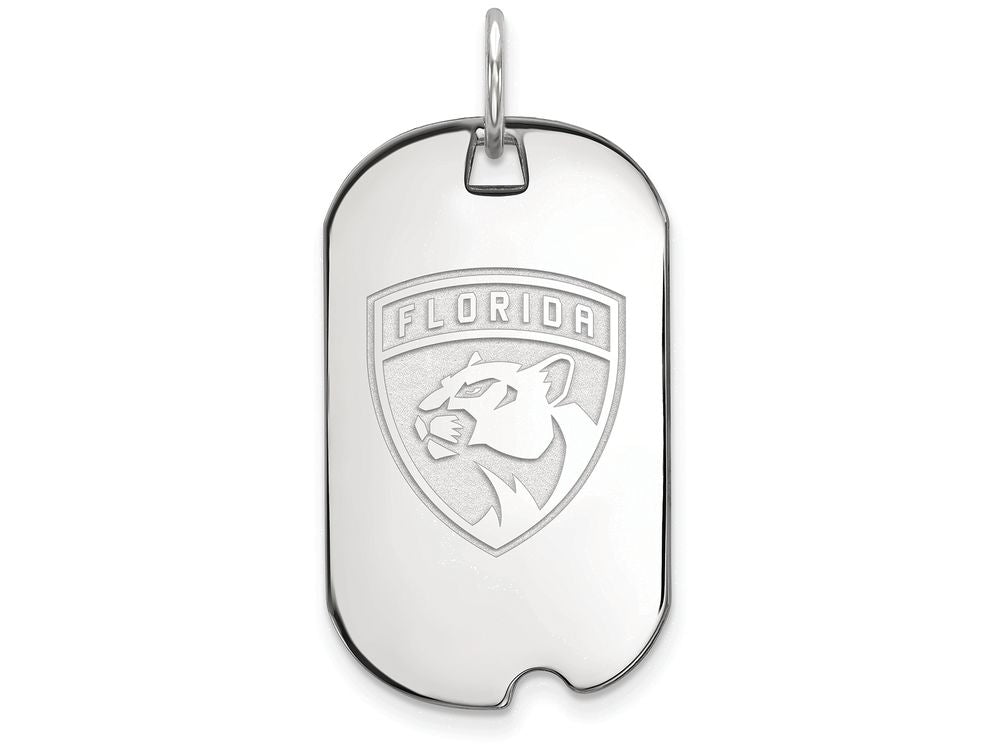 Logoart 925 Sterling Silver Florida Panthers Small Dog Tag Pendant Necklace