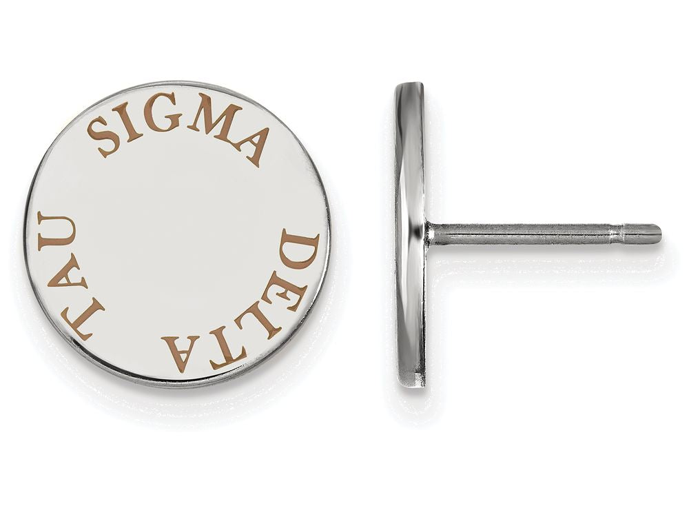 LogoArt Sterling Silver Sigma Delta Tau Enameled Post Earrings