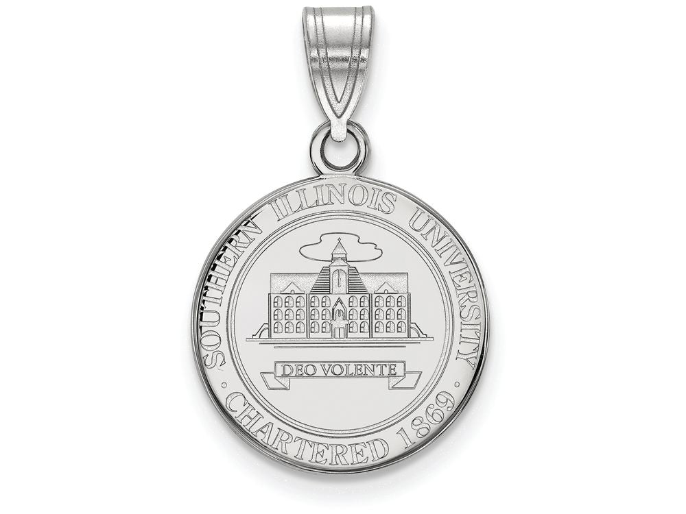 LogoArt Sterling Silver Southern Illinois University Medium Crest Pendant Necklace