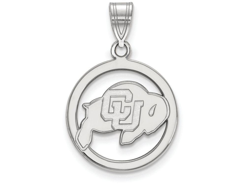 LogoArt Sterling Silver University Of Colorado Sm Pendant Necklace In Circle