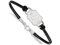 LogoArt Sterling Silver University Of North Carolina Leather Bracelet Small Center