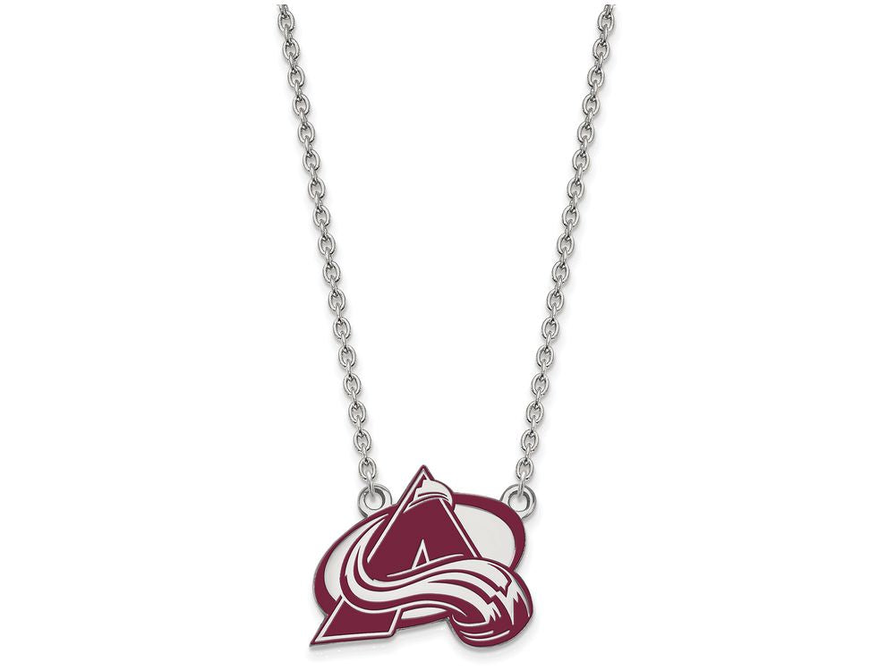 LogoArt Sterling Silver Colorado Avalanche Large Enamel Pendant Necklace