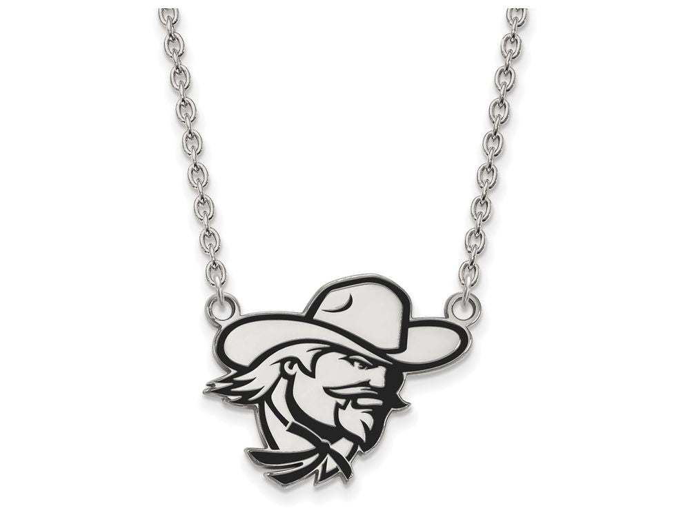 LogoArt Sterling Silver Eastern Kentucky University Large Enamel Pendant Necklace