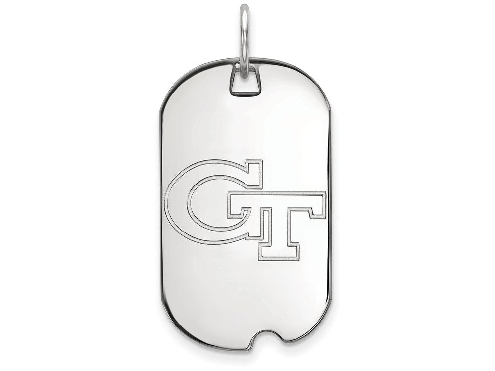 LogoArt Sterling Silver Georgia Institute Of Technology Small Dog Tag Pendant Necklace