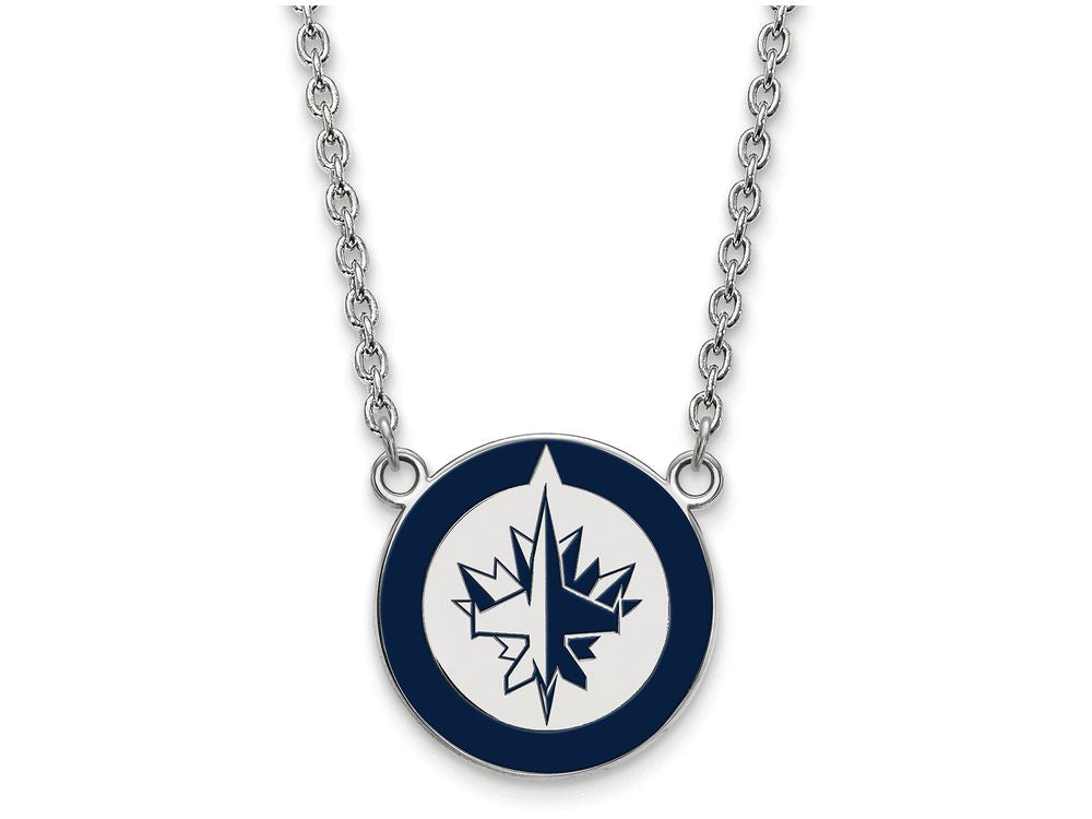 Logoart Nhl 925 Sterling Silver Winnipeg Jets Large  Enamel Pendant Necklace