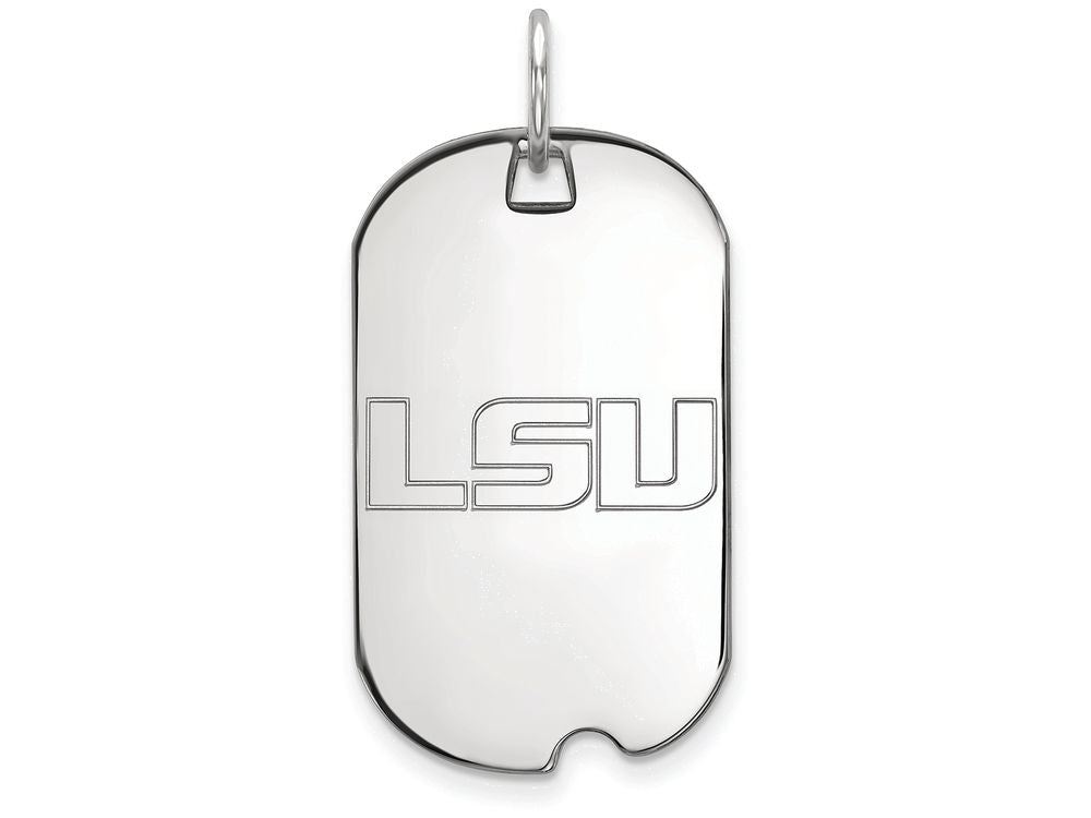 LogoArt Sterling Silver Louisiana State University Small Dog Tag Pendant Necklace
