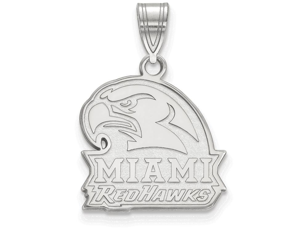 LogoArt Sterling Silver Miami University Medium Pendant Necklace