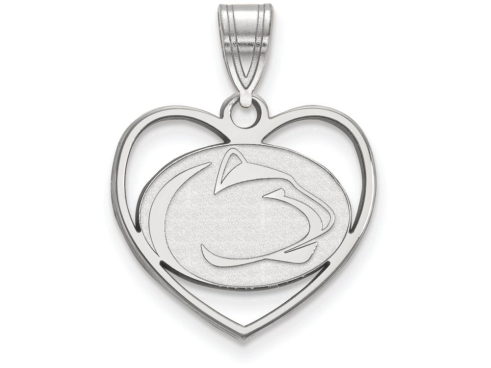 LogoArt Sterling Silver Penn State University Pendant Necklace In Heart
