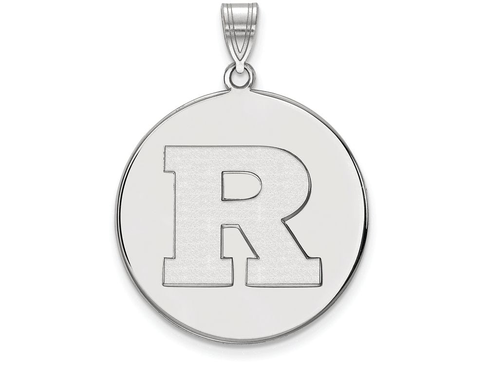 LogoArt Sterling Silver Rutgers XL Disc Pendant Necklace