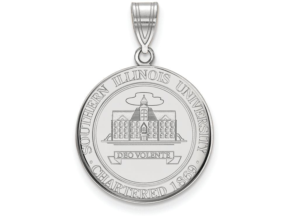 LogoArt Sterling Silver Southern Illinois University Large Crest Pendant Necklace