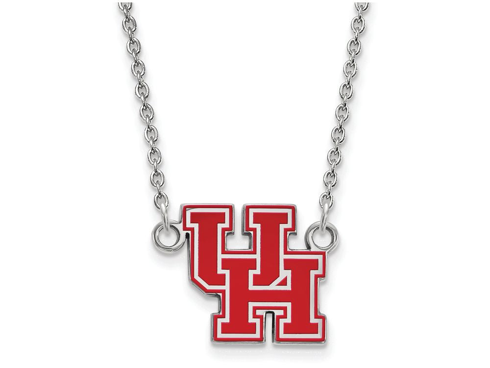 LogoArt Sterling Silver University Of Houston Small Enamel Pendant Necklace