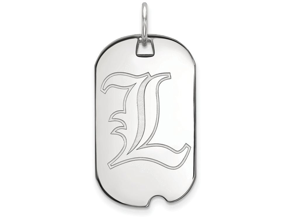 LogoArt Sterling Silver University Of Louisville Small Dog Tag Pendant Necklace