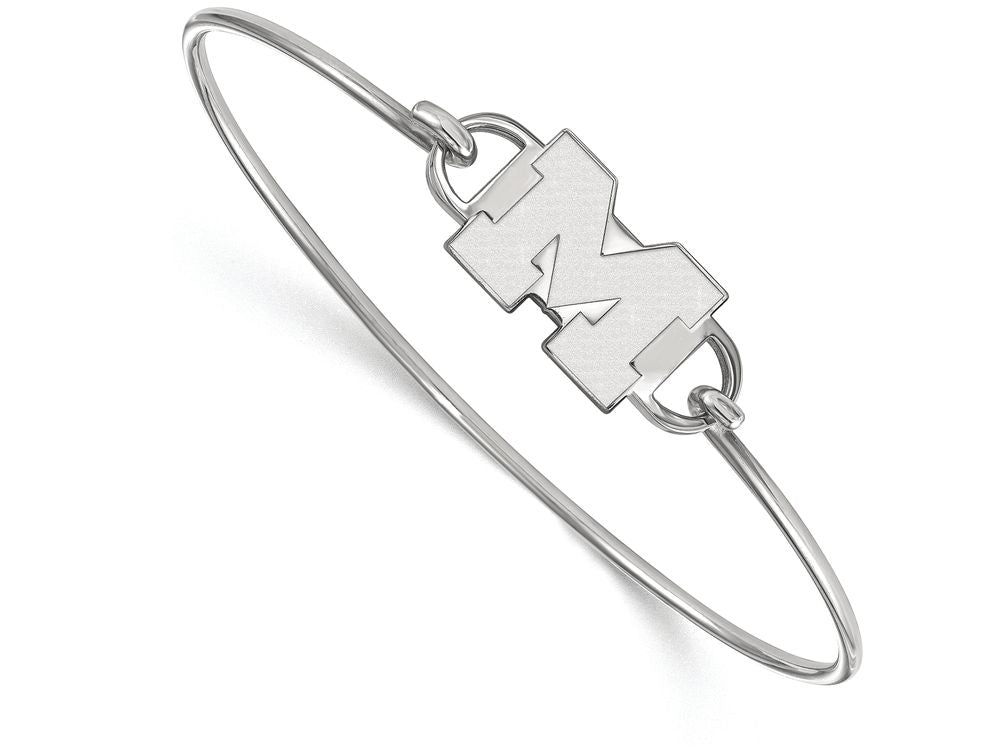 LogoArt Sterling Silver Michigan (univ Of) Small Ctr Wire Bangle
