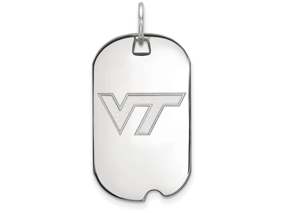 LogoArt Sterling Silver Virginia Tech Small Dog Tag Pendant Necklace