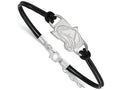 Logoart 925 Sterling Silver Colorado Avalanche Small Center Leather Bracelet
