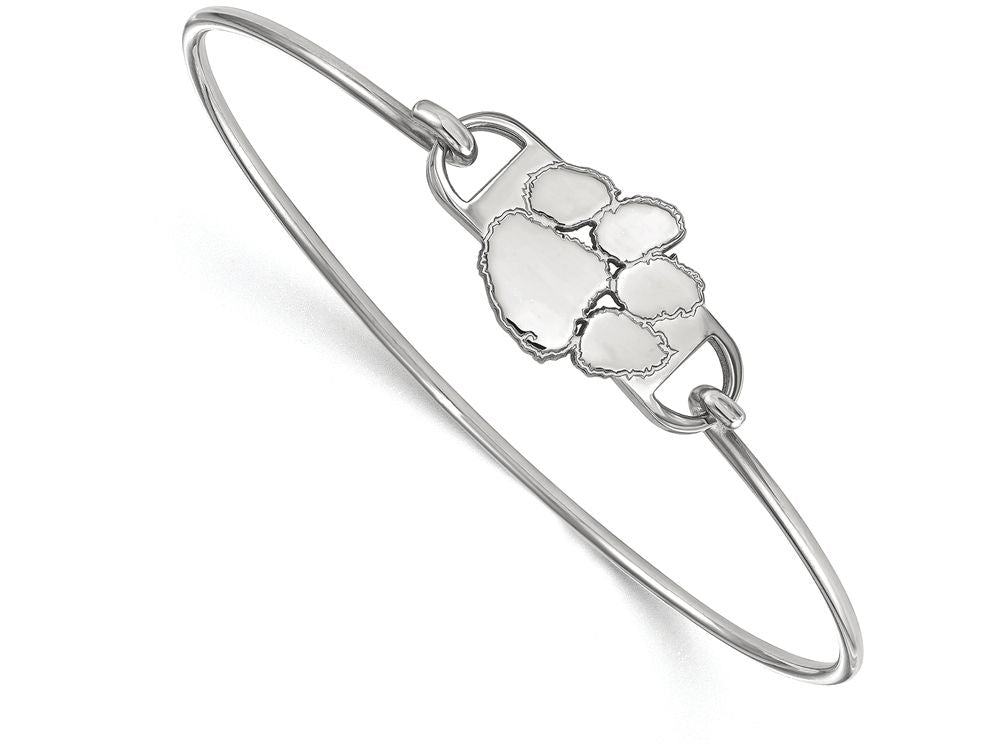 LogoArt Sterling Silver Clemson University Small Ctr Wire Bangle