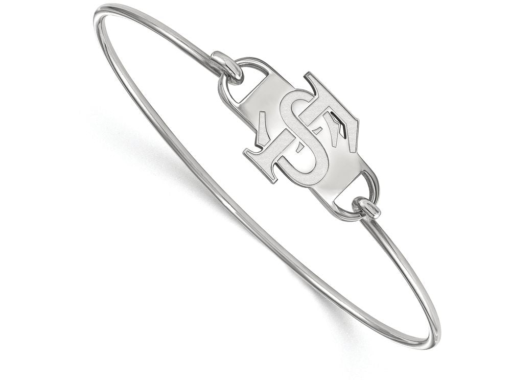 LogoArt Sterling Silver Florida State University Small Ctr Wire Bangle