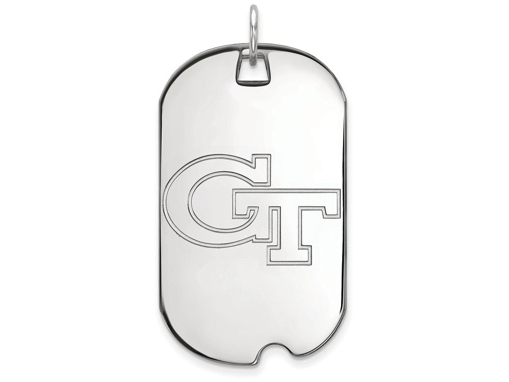LogoArt Sterling Silver Georgia Institute Of Technology Large Dog Tag Pendant Necklace