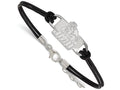 Logoart 925 Sterling Silver James Madison Univ Small Center Leather Bracelet