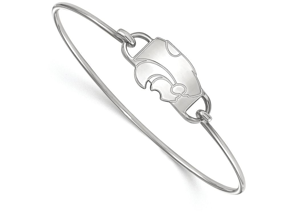 LogoArt Sterling Silver Kansas State University Small Ctr Wire Bangle