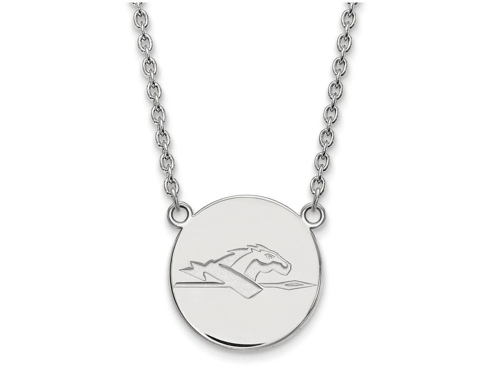 LogoArt Sterling Silver Longwood University Large Disc Pendant Necklace