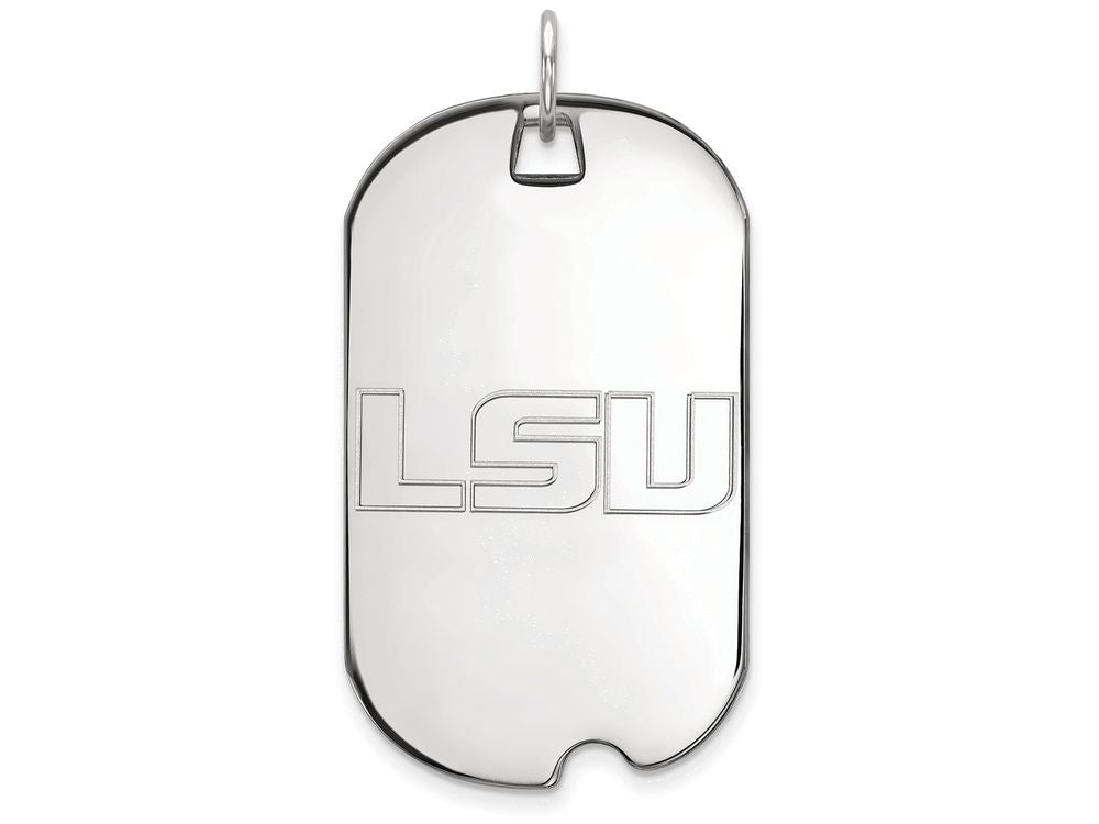 LogoArt Sterling Silver Louisiana State University Large Dog Tag Pendant Necklace