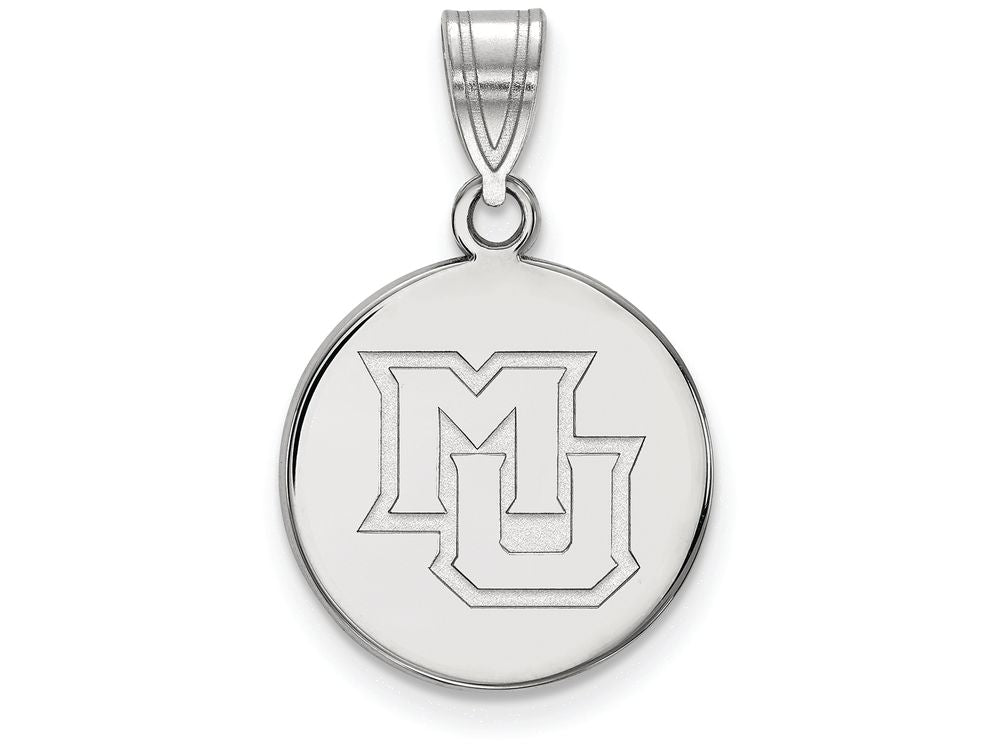 LogoArt Sterling Silver Marquette University Medium Disc Pendant Necklace