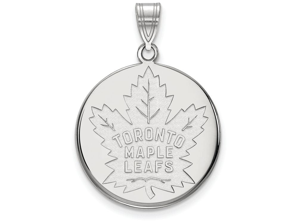 LogoArt Sterling Silver Toronto Maple Leafs Large Disc Pendant Necklace