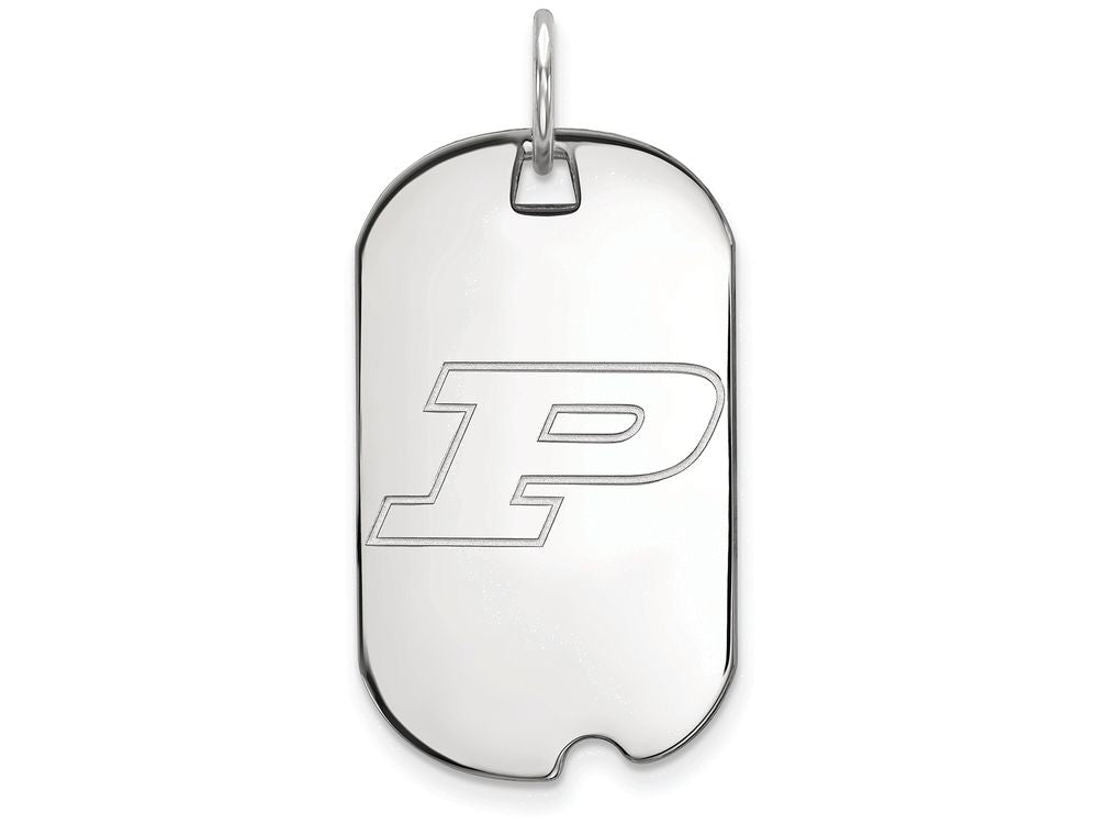 LogoArt Sterling Silver Purdue Small Dog Tag Pendant Necklace