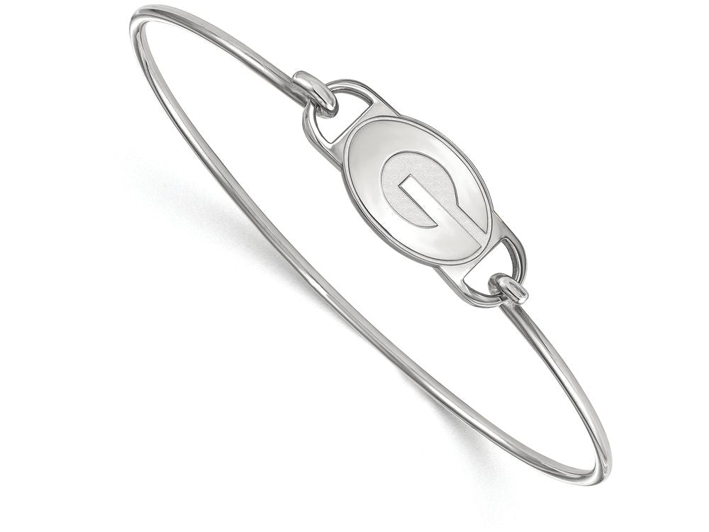 LogoArt Sterling Silver University Of Georgia Small Ctr Wire Bangle