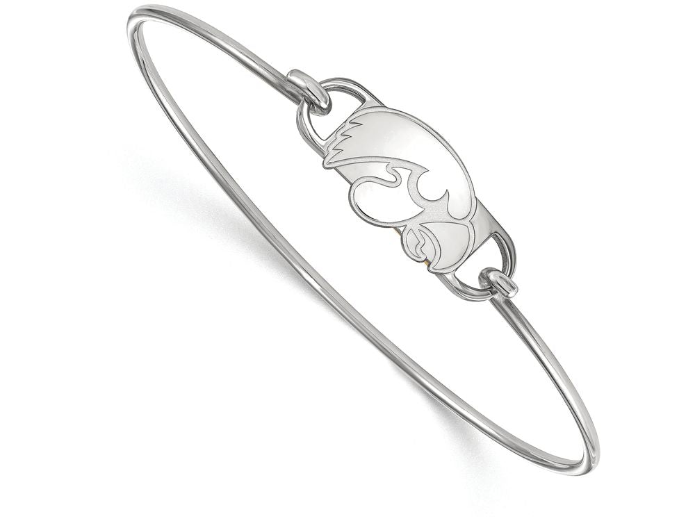 LogoArt Sterling Silver University Of Iowa Small Ctr Wire Bangle