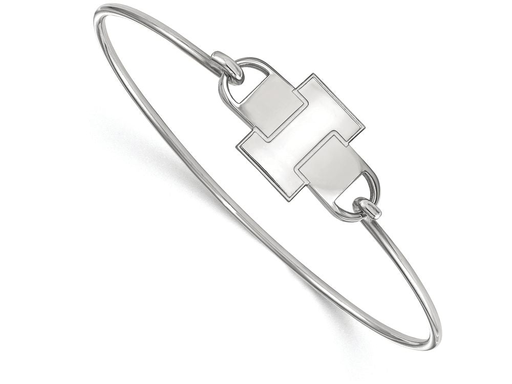 LogoArt Sterling Silver University Of Illinois Small Ctr Wire Bangle