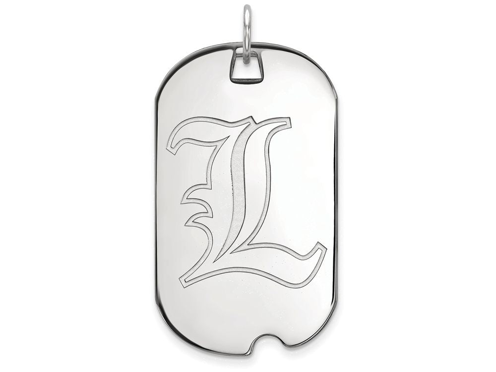 LogoArt Sterling Silver University Of Louisville Large Dog Tag Pendant Necklace