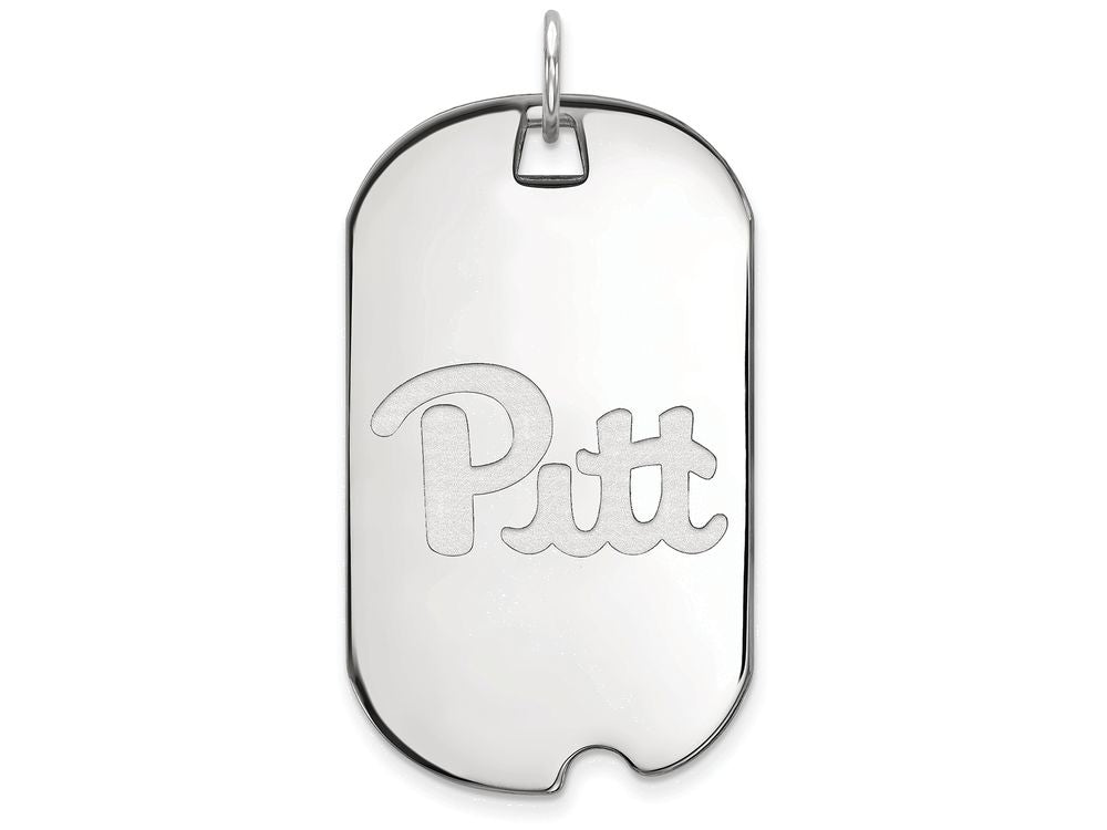 LogoArt Sterling Silver University Of Pittsburgh Large Dog Tag Pendant Necklace