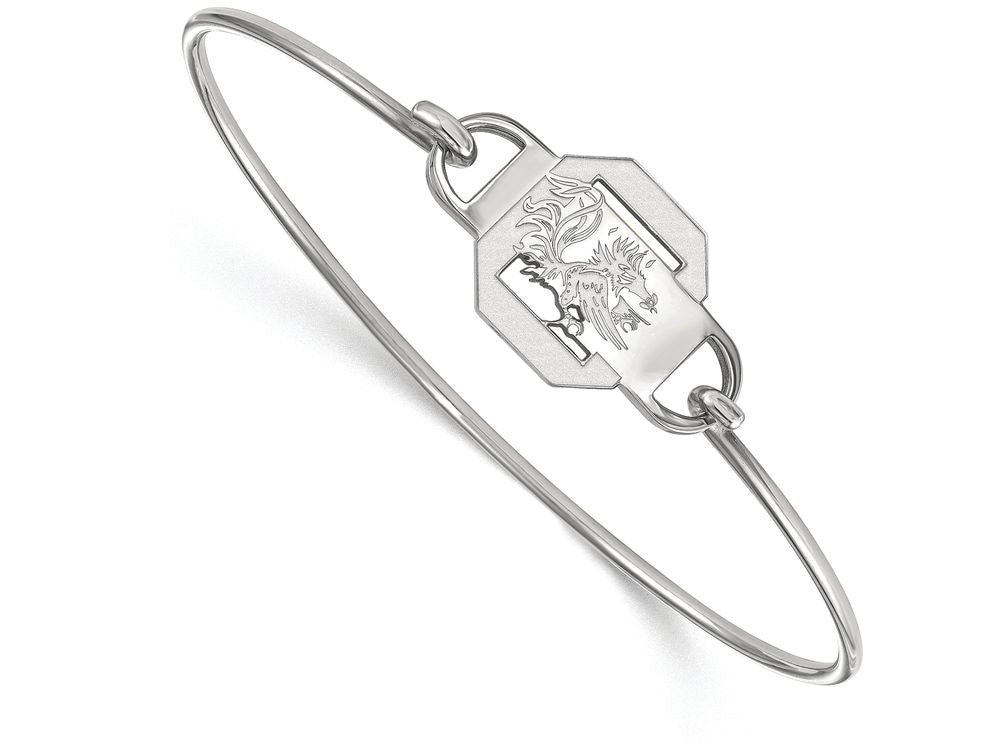 LogoArt Sterling Silver University Of South Carolina Small Ctr Wire Bangle