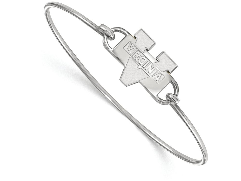 LogoArt Sterling Silver University Of Virginia Small Ctr Wire Bangle