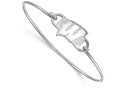 LogoArt Sterling Silver University Of Wisconsin Small Ctr Wire Bangle