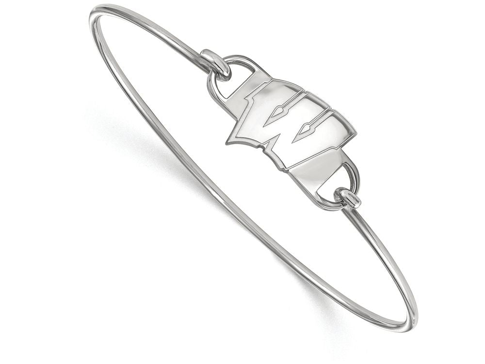 LogoArt Sterling Silver University Of Wisconsin Small Ctr Wire Bangle