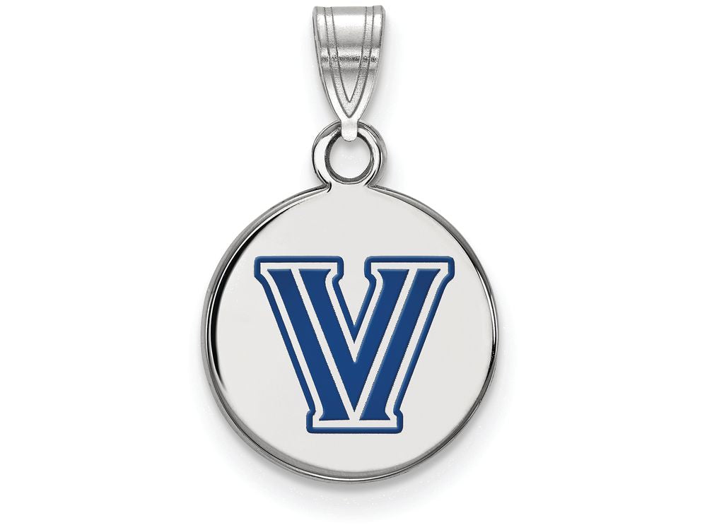 LogoArt Sterling Silver Villanova University Small Enamel Disc Pendant Necklace