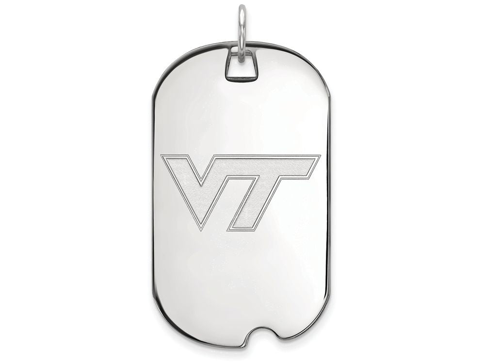 LogoArt Sterling Silver Virginia Tech Large Dog Tag Pendant Necklace